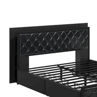 Moasis Lit Double en PU avec LED Cadre de Lit Capitonne Plateforme