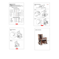 Chaise berçante de style Mission, assise et dossier rembourrés en cuir, tabac et brun foncé