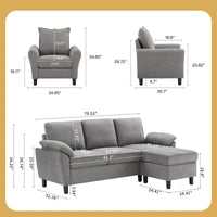 Canapé d'angle 3 places avec fauteuil et pouf pour salon