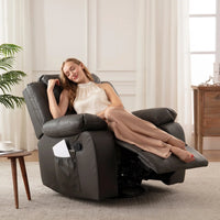 Fauteuil inclinable de massage et chaleur en cuir durable à assise large