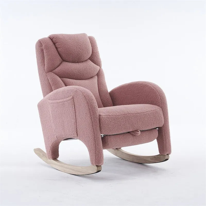 Fauteuil à Bascule d'Allaitement Ergonomique en Tissu avec Repose-Pieds Réglable