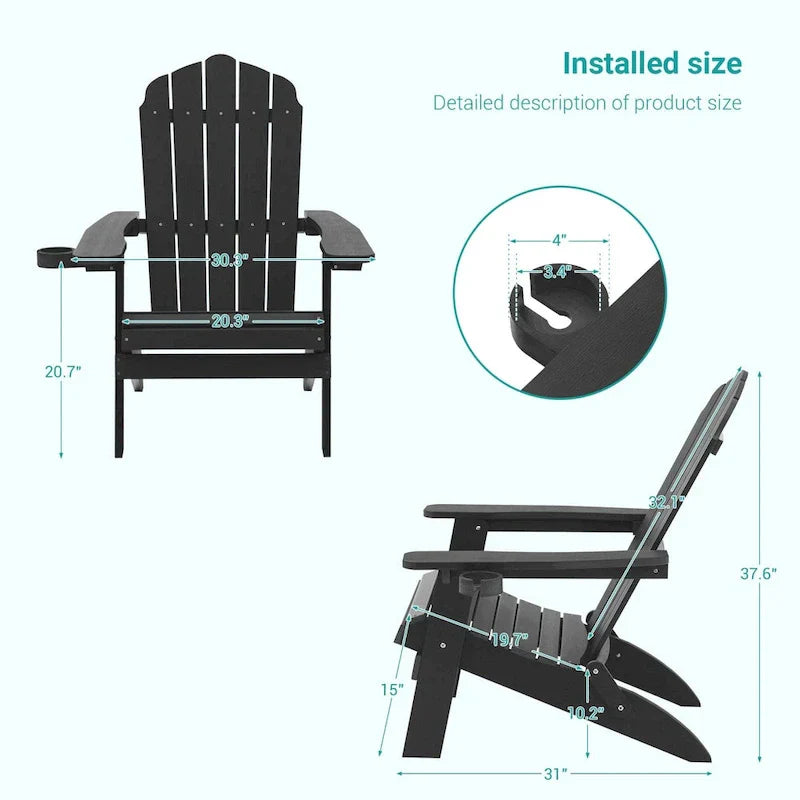 Bonosuki Lot de 2 chaises pliantes Adirondack pour patio et brasero