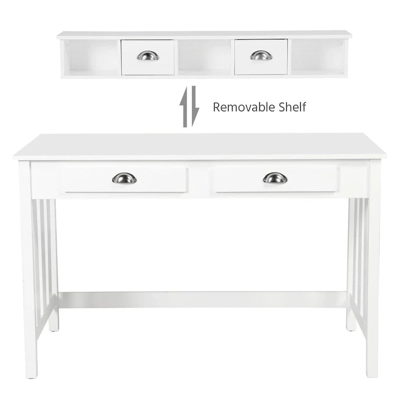 Bureau informatique Yaheetech, station de travail moderne avec organisateur flottant amovible, 4 tiroirs, pieds en bois de pin