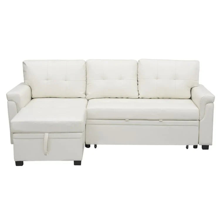 Canapé sectionnel convertible réversible avec lit escamotable, méridienne de rangement dissimulée et pieds durables