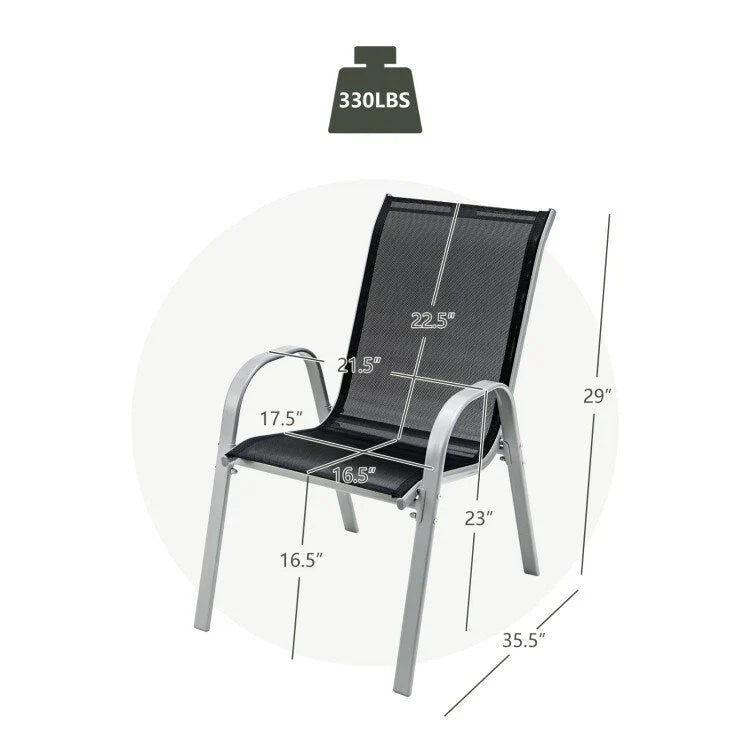 Lot de 4 chaises de salle à manger empilables avec accoudoirs pour patio - 73,7 x 54,6 x 90,2 cm (L x l x H)