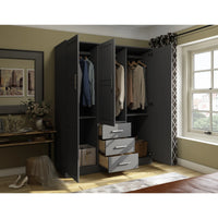 Palace Imports Armoire-penderie Cosmo 3 portes 100% bois massif avec portes en bois massif ou miroir