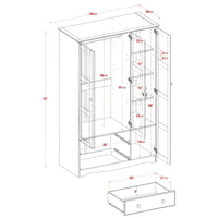 Armoire 3 portes - Blanc/Moka/Java - Bois massif