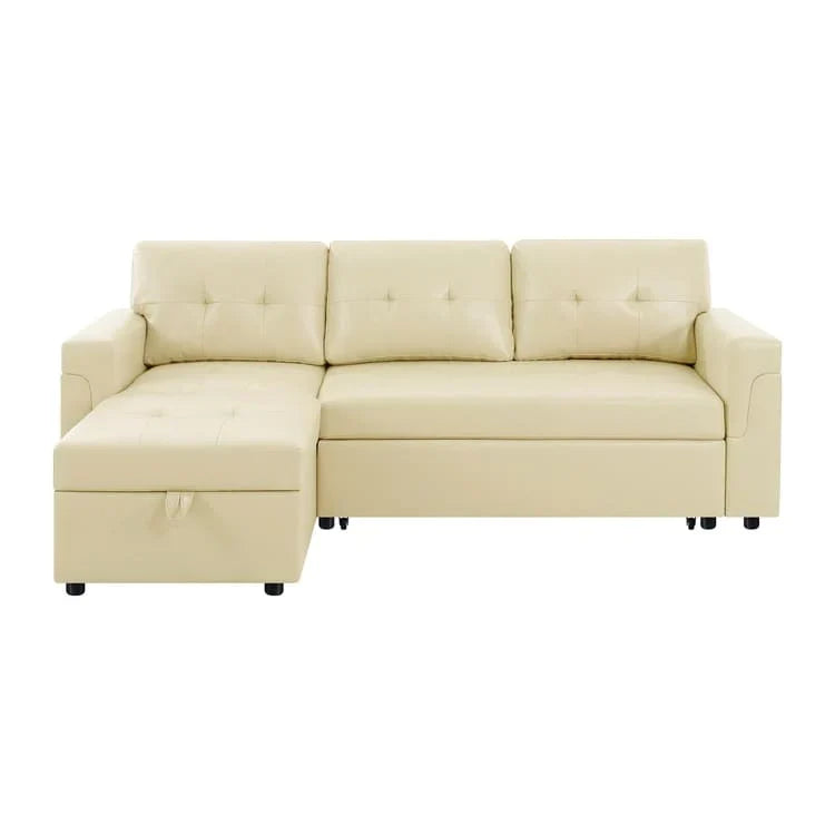 Canapé sectionnel convertible réversible avec lit escamotable, méridienne de rangement dissimulée et pieds durables