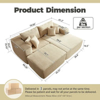 HOOOWOOO Canapé d'angle moderne en peluche avec pouf amovible