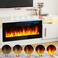 Bossin Meuble TV avec foyer 70 avec foyer électrique 36, meuble TV pour téléviseurs jusqu'à 80, LED 16 couleurs/meuble de divertissement