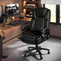Chaise de bureau de direction Bossin grande taille et forte, 500 lb, avec support lombaire réglable, chaise ergonomique en cuir PU à dossier haut pour ordinateur