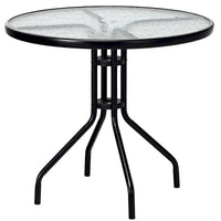 Table ronde de jardin Costway 32 avec plateau en verre trempé