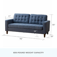 Canapé Brookside Brynn 76 po. avec accoudoirs carrés en similicuir/velours/tissu