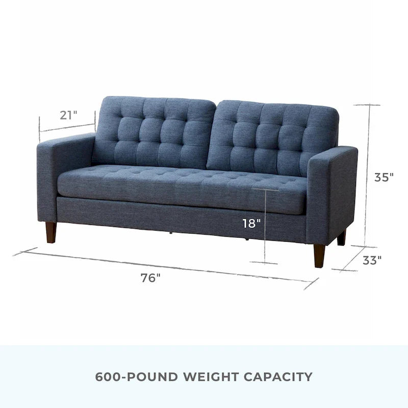 Canapé Brookside Brynn 76 po. avec accoudoirs carrés en similicuir/velours/tissu