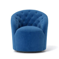 Fauteuil club pivotant à 360 degrés en velours avec dossier capitonné
