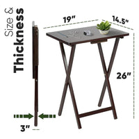 PJ Wood tables plateaux TV pliantes avec support de rangement compact, espresso, ensemble de 5 pieces - 36,38