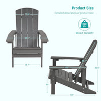 Chaises Adirondack d'extérieur en bois résistantes aux intempéries Bonosuki - Lot de 4