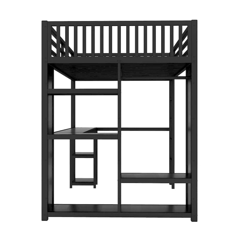 Cadre de lit mezzanine taille Full XL avec penderie intégrée