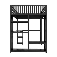 Cadre de lit mezzanine taille Full XL avec penderie intégrée