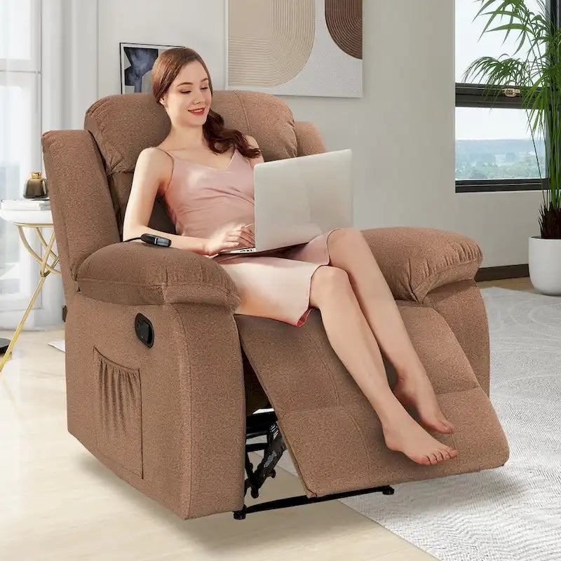Fauteuil Inclinable Moelleux avec Fonction Massage et Chaleur