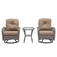 Ensemble de 3 chaises de jardin pivotantes et basculantes d'extérieur, ensemble de conversation de terrasse à 360 degrés