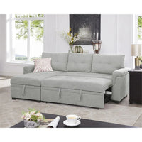 Canapé sectionnel convertible réversible avec lit escamotable, méridienne de rangement dissimulée et pieds durables