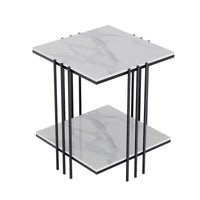 Table d'appoint à plateau en marbre 2 niveaux Carré Tables de bout d'appoint