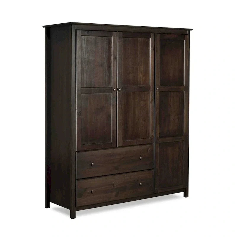 Grain Wood Furniture Armoire Shaker en bois à 3 portes - 60x72x22