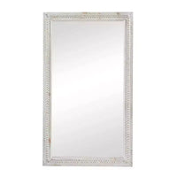 Miroir mural sculpté en bois avec perles 48 po x 28 po blanc - Olivia & May : Rectangulaire moderne en bois, aucun assemblage requis