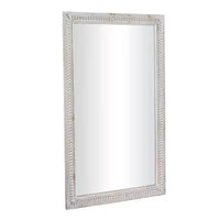 Miroir mural sculpté en bois avec perles 48 po x 28 po blanc - Olivia & May : Rectangulaire moderne en bois, aucun assemblage requis