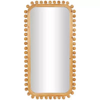 Miroir mural en bois 45"x24" avec cadre perlé marron - Olivia & May : Décoratif mural rectangulaire