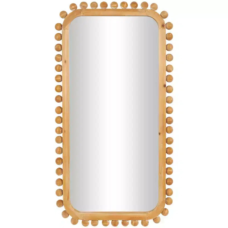 Miroir mural en bois 45"x24" avec cadre perlé marron - Olivia & May : Décoratif mural rectangulaire