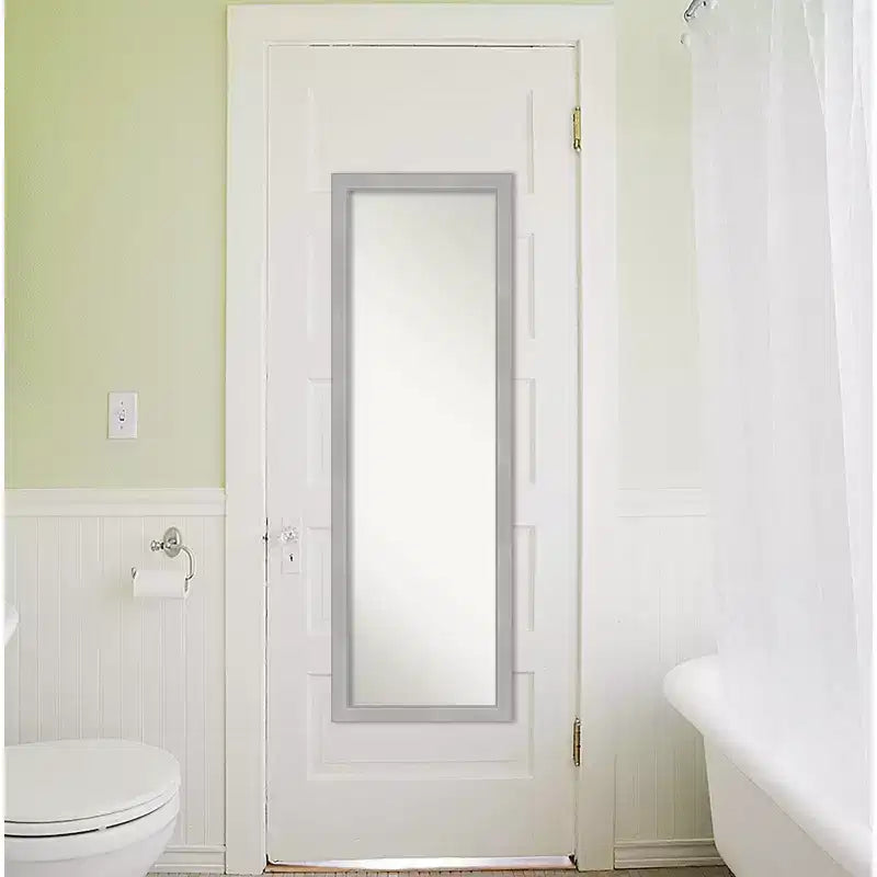Miroir de porte Vista brossé 17 x 51 po à cadre nickel - Amanti Art : cadre en polystyrène, sans montage requis