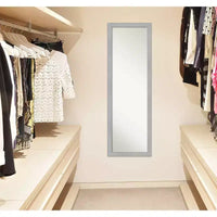 Miroir de porte Vista brossé 17 x 51 po à cadre nickel - Amanti Art : cadre en polystyrène, sans montage requis