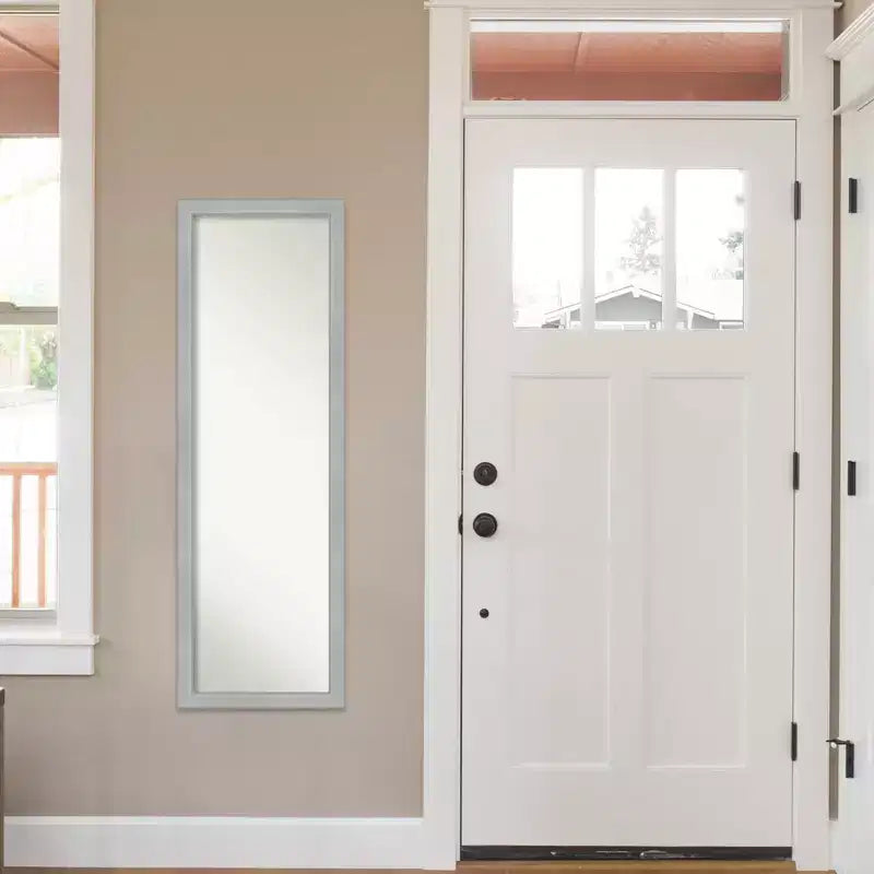 Miroir de porte Vista brossé 17 x 51 po à cadre nickel - Amanti Art : cadre en polystyrène, sans montage requis