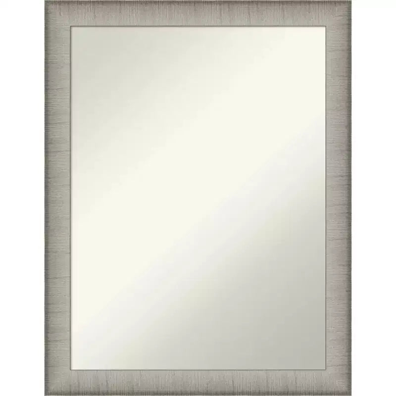 Miroir mural en étain brossé de 21 po x 27 po pour meuble-lavabo de salle de bain - Amanti Art : Rectangle moderne, cadre en polystyrène