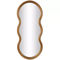 Miroir mural en bois ondulé 47x20 po avec cadre nervuré, or - Olivia & May