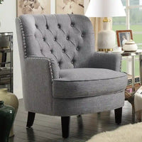 Moser Bay Mignon Fauteuil d'appoint à oreilles capitonné large de 76 cm en velours et lin