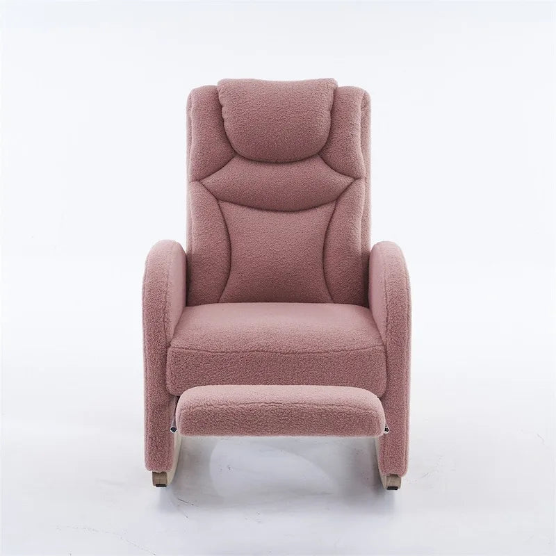 Fauteuil à Bascule d'Allaitement Ergonomique en Tissu avec Repose-Pieds Réglable