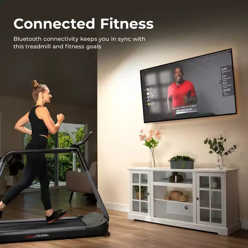 Tapis de course large Sunny Health & Fitness Endurance Cardio avec mains courantes et Bluetooth