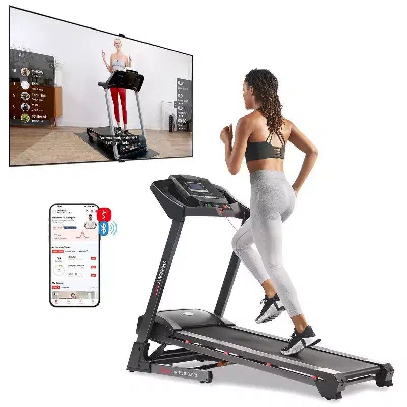 Tapis de course manuel Premium Sunny Health & Fitness avec inclinaison automatique et Bluetooth