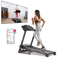 Tapis de course manuel Premium Sunny Health & Fitness avec inclinaison automatique et Bluetooth