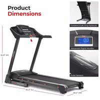 Tapis de course manuel Premium Sunny Health & Fitness avec inclinaison automatique et Bluetooth
