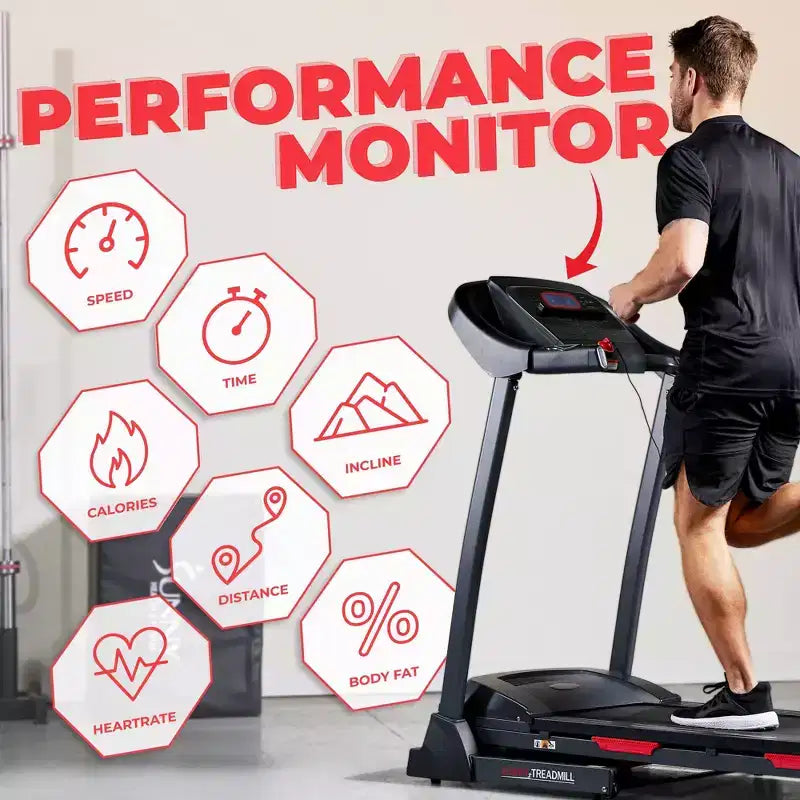 Tapis roulant intelligent pliable avec inclinaison automatique Sunny Health & Fitness Premium avec application exclusive SunnyFit activée - Noir