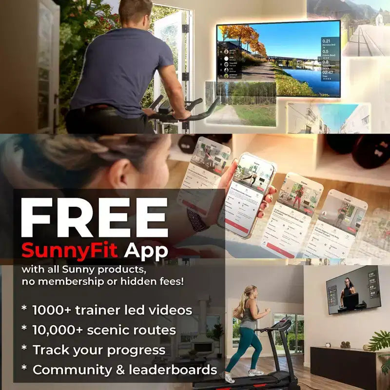Tapis de course interactif Sunny Health & Fitness avec inclinaison automatique Slim