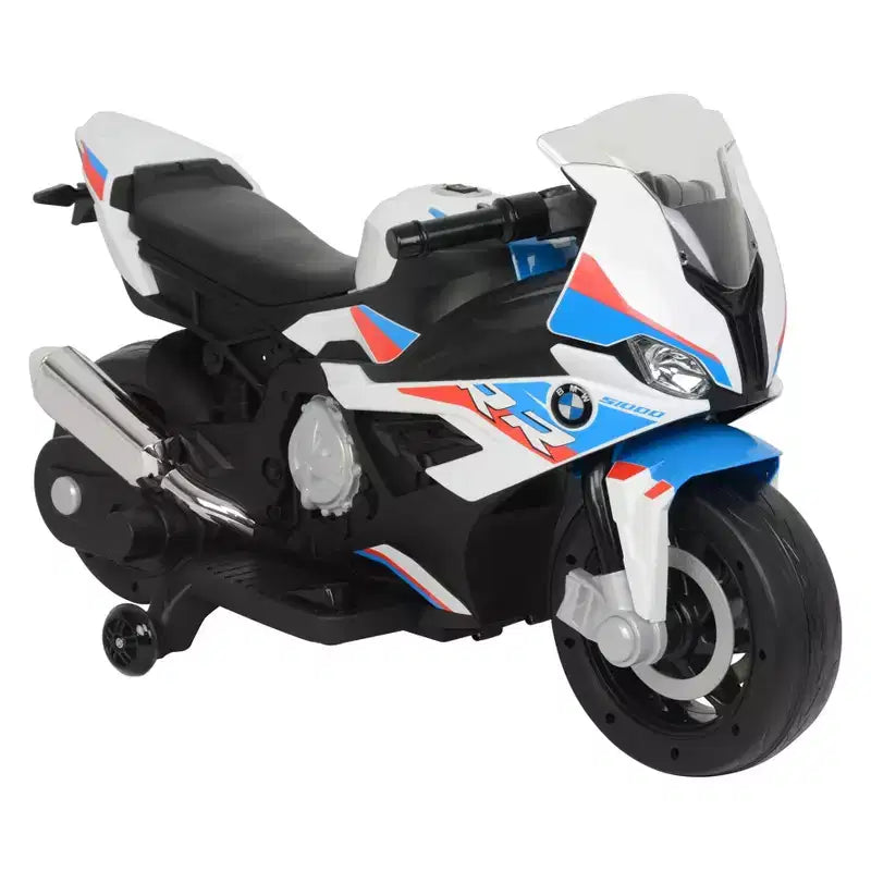 Best Ride on Cars Moto BMW 12V électrique - Blanc : Plastique, 3+ ans, capacité 22,6 kg