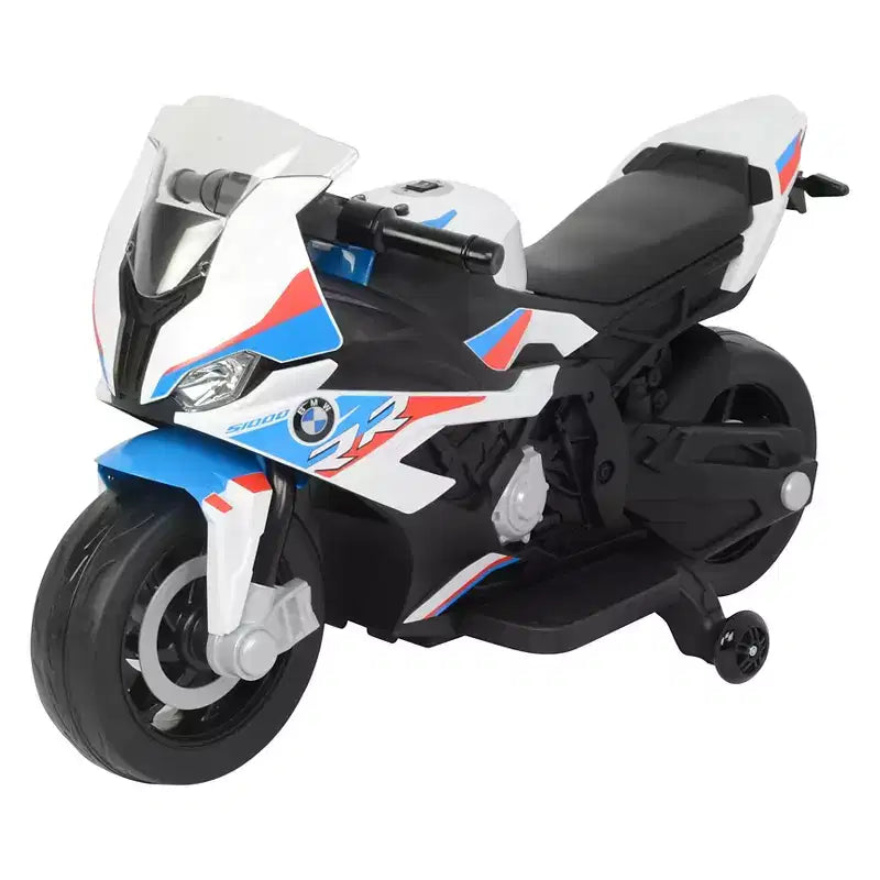 Best Ride on Cars Moto BMW 12V électrique - Blanc : Plastique, 3+ ans, capacité 22,6 kg