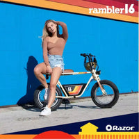 Razor Rambler Trottinette électrique à enjambement haut - Beige : moteur 350W, vitesse 15,5 mph