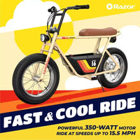 Razor Rambler Trottinette électrique à enjambement haut - Beige : moteur 350W, vitesse 15,5 mph