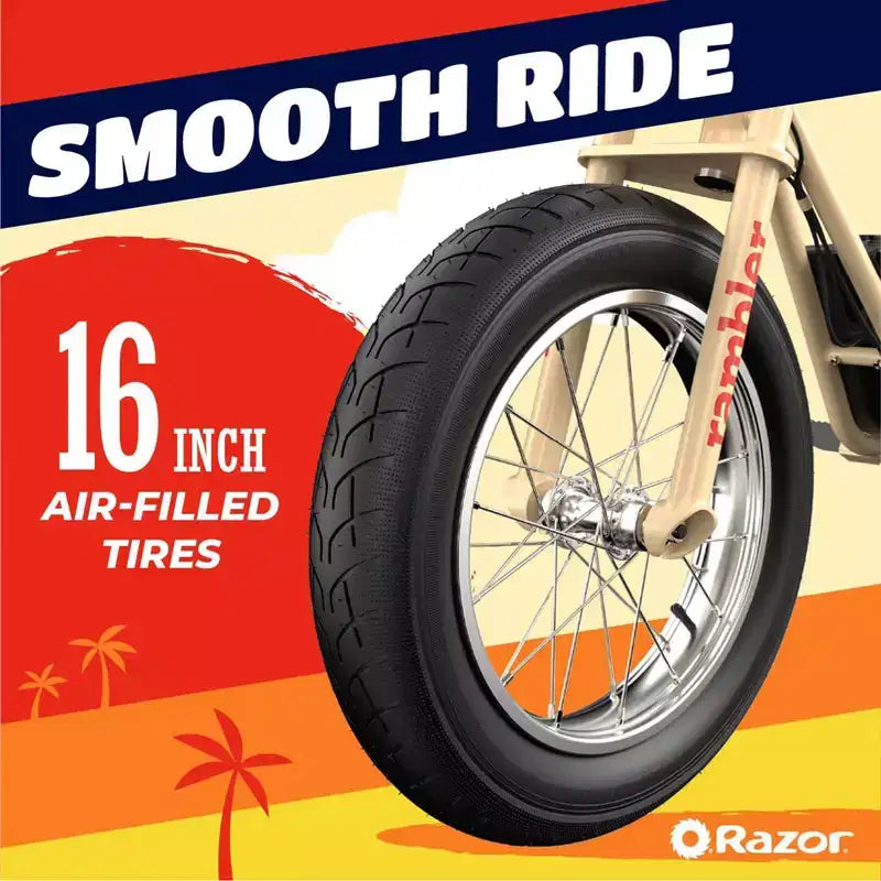 Razor Rambler Trottinette électrique à enjambement haut - Beige : moteur 350W, vitesse 15,5 mph